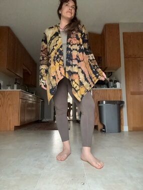 Soul Flower Tie-Dye Open Front Cardigan in Black, Yellow, and Rust